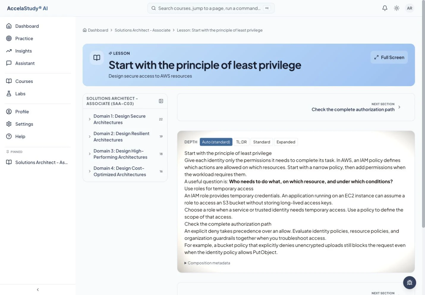 Lesson Aperture lets you choose the amount of explanation shown.